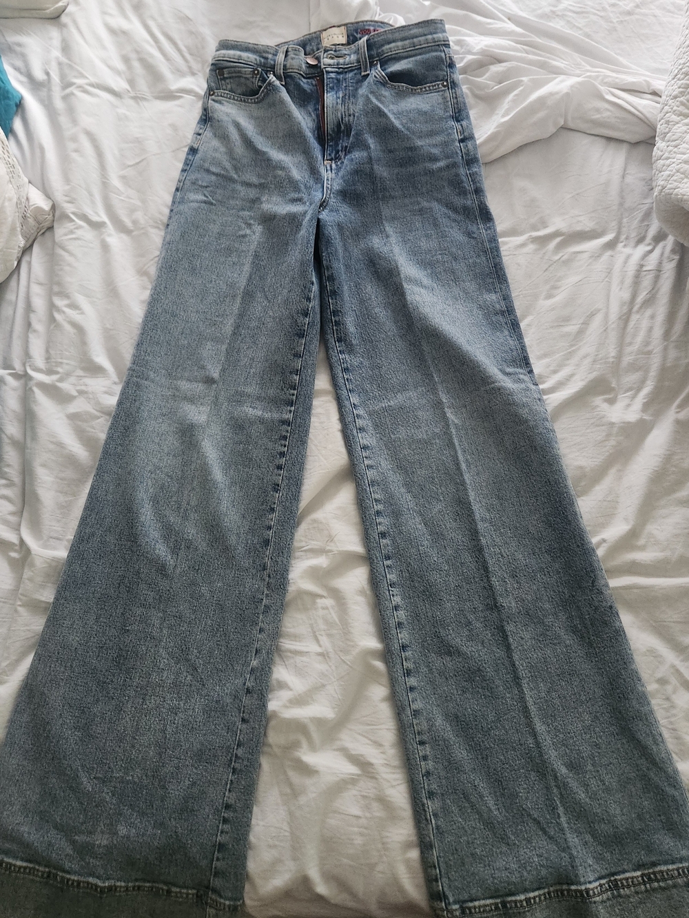Alice + Olivia Wide Leg Jeans Size 28 Light Wash High Rise - Picture 2 of 8